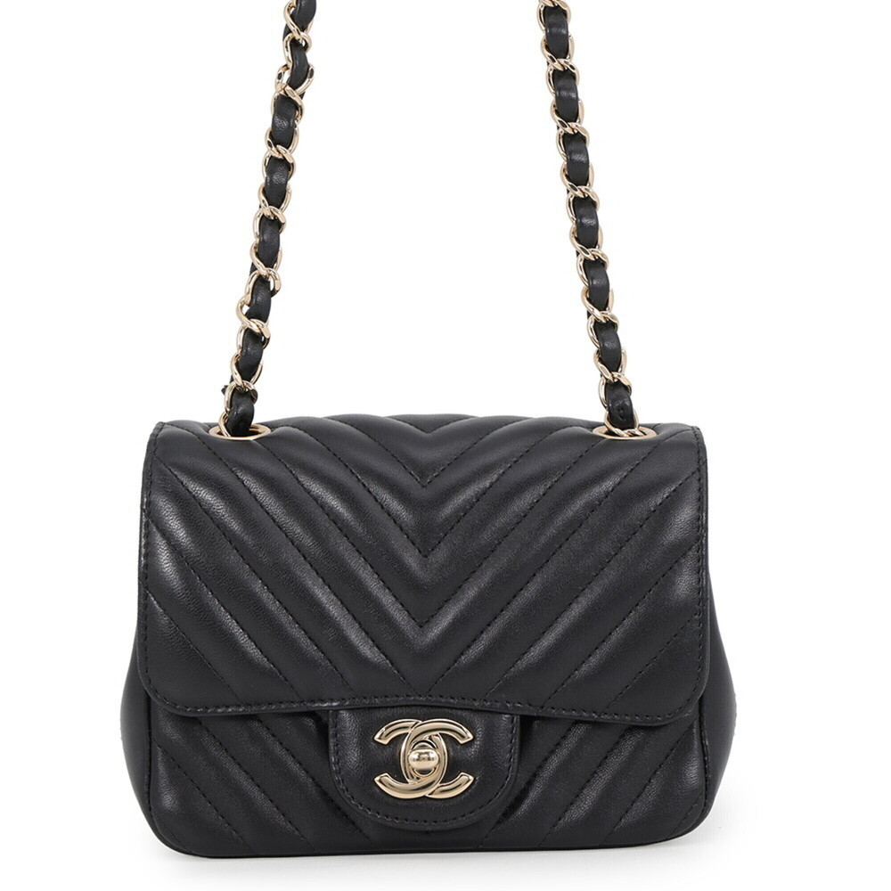 Chanel Chain Shoulder Bag Chevron Coco Mark Mini Lambskin A35200 CHANEL V-sti...